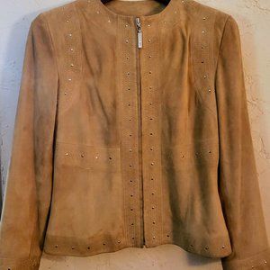St. John Sport suede jacket with silver studs sz S